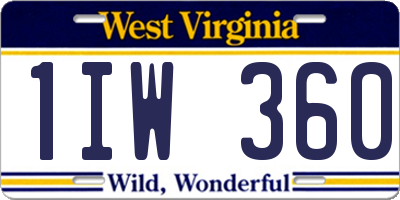 WV license plate 1IW360