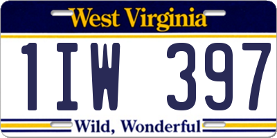 WV license plate 1IW397