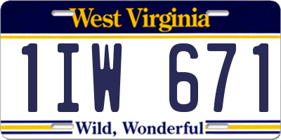WV license plate 1IW671