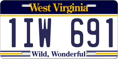 WV license plate 1IW691