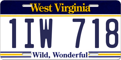 WV license plate 1IW718