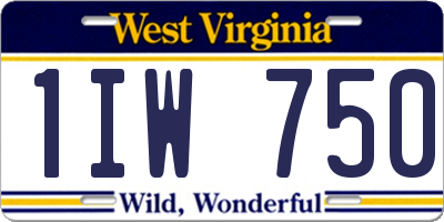 WV license plate 1IW750