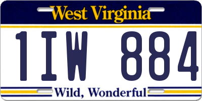 WV license plate 1IW884