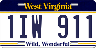 WV license plate 1IW911
