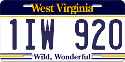 WV license plate 1IW920