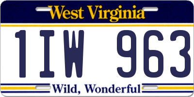 WV license plate 1IW963