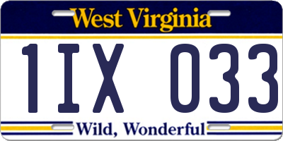 WV license plate 1IX033