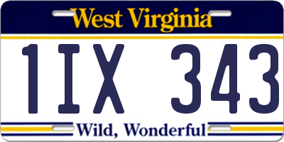 WV license plate 1IX343
