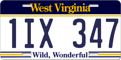 WV license plate 1IX347