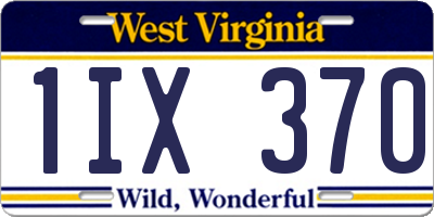 WV license plate 1IX370