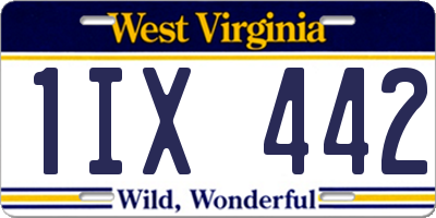 WV license plate 1IX442
