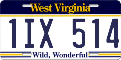 WV license plate 1IX514