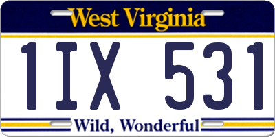 WV license plate 1IX531