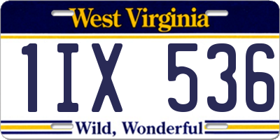 WV license plate 1IX536