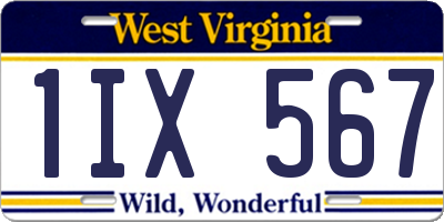WV license plate 1IX567