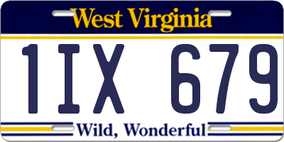 WV license plate 1IX679
