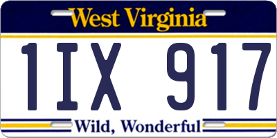 WV license plate 1IX917
