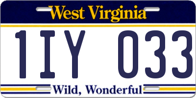 WV license plate 1IY033