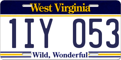 WV license plate 1IY053