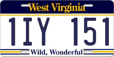 WV license plate 1IY151