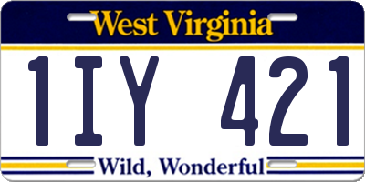 WV license plate 1IY421