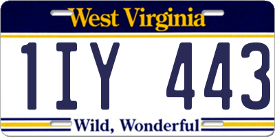 WV license plate 1IY443
