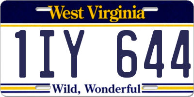 WV license plate 1IY644