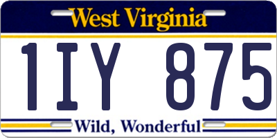 WV license plate 1IY875