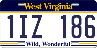 WV license plate 1IZ186