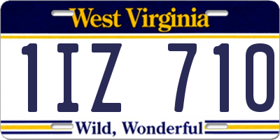 WV license plate 1IZ710