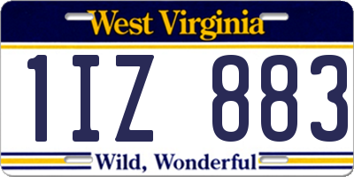WV license plate 1IZ883