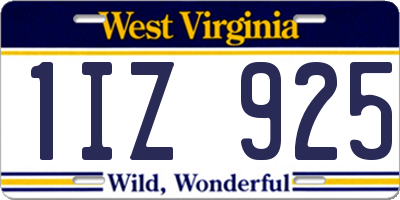 WV license plate 1IZ925