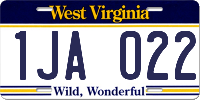 WV license plate 1JA022