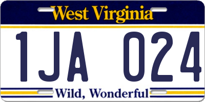 WV license plate 1JA024