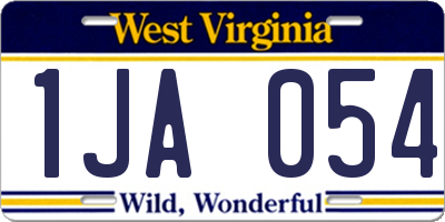 WV license plate 1JA054