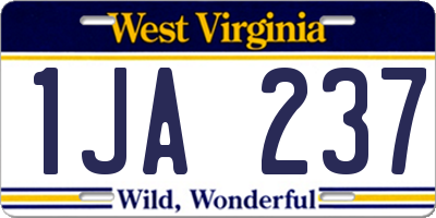 WV license plate 1JA237