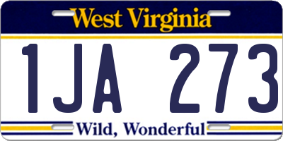 WV license plate 1JA273