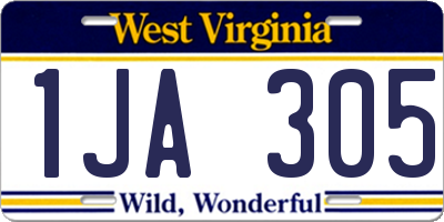 WV license plate 1JA305