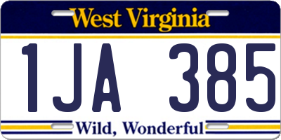 WV license plate 1JA385