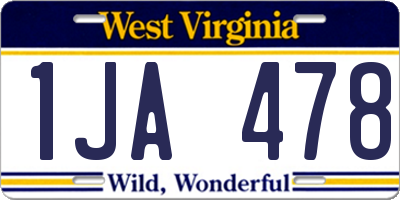 WV license plate 1JA478