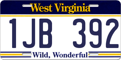 WV license plate 1JB392