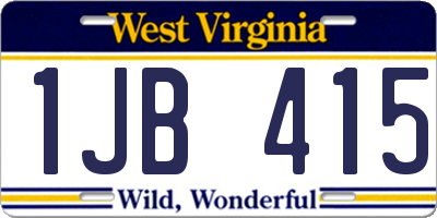 WV license plate 1JB415