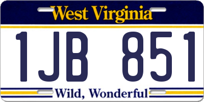 WV license plate 1JB851