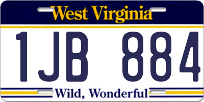 WV license plate 1JB884