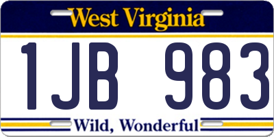 WV license plate 1JB983
