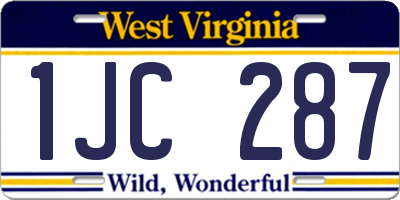 WV license plate 1JC287