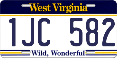 WV license plate 1JC582