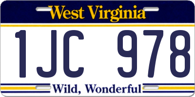 WV license plate 1JC978