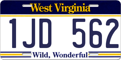 WV license plate 1JD562