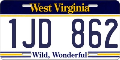 WV license plate 1JD862